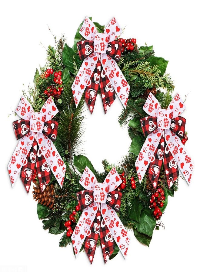 Threetols 4PCS Valentine's Day Wreath Bows, Black Red Buffalo Plaid Bows for Front Door Proposal Red White Love Heart Decoration Bows for Indoor Outdoor Holiday Wedding Party Ornament - Image 3